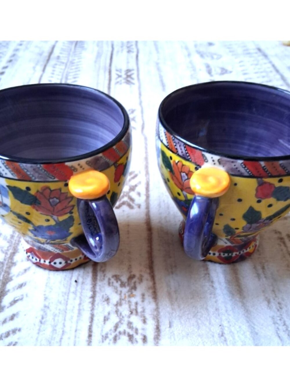 2 Anthropologie Footed Cups/ Mugs Floral